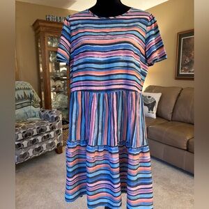 Colorful Striped Dress L